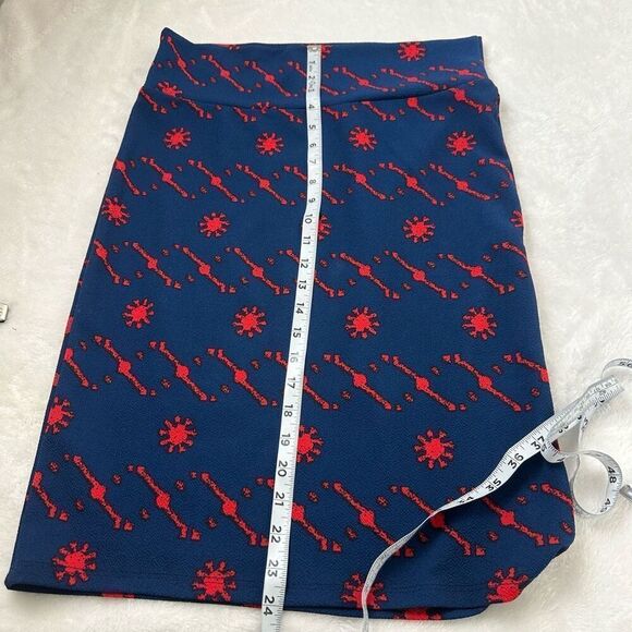 LuLaRoe Women's M Straight Pencil Skirt Blue Red Abstract Star Print Firework - Picture 7 of 7